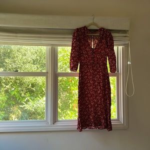 Reformation 3/4 sleeve floral midi dress